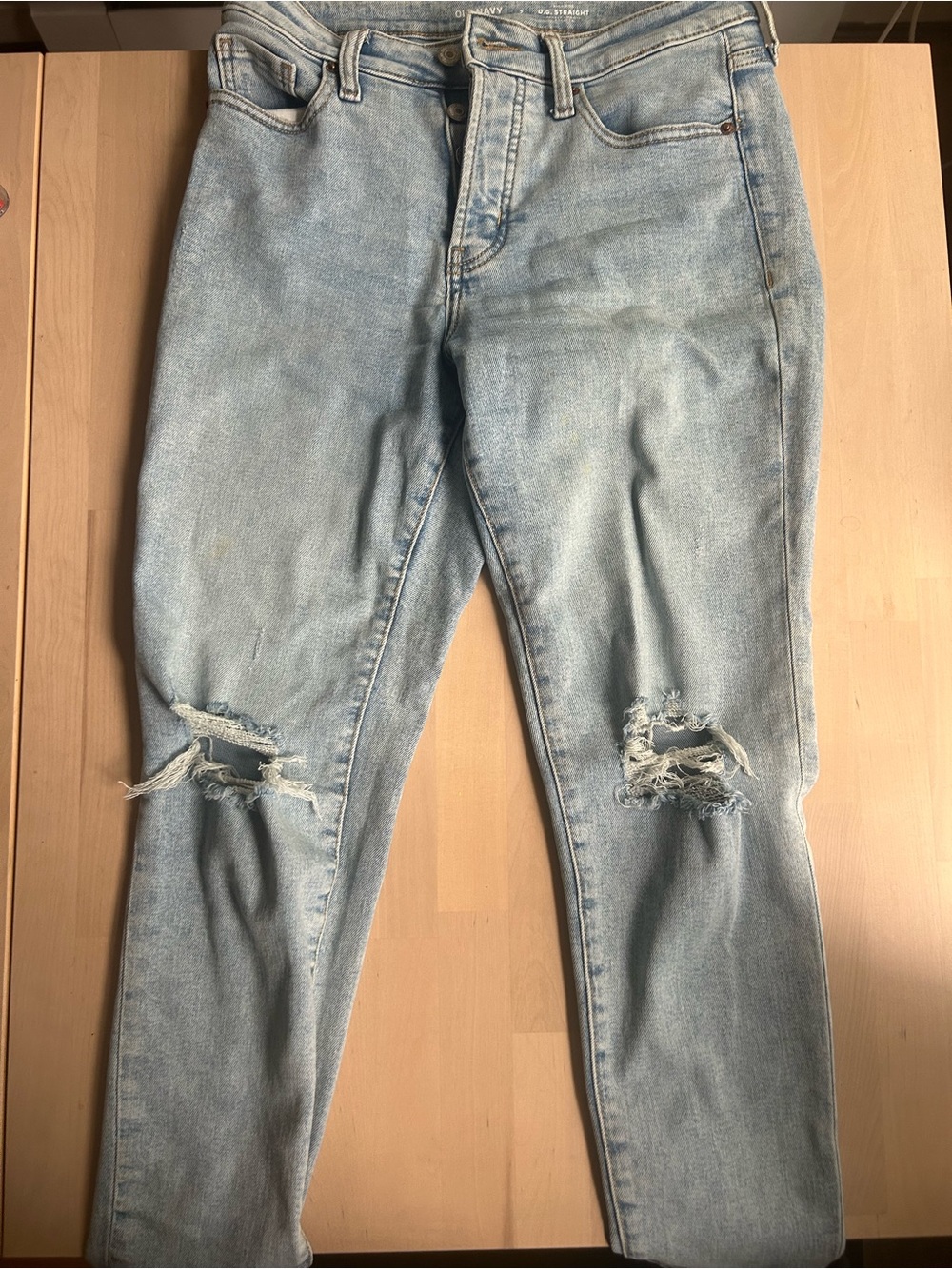 Old Navy Light Blue Boyfriend Jeans with Knee Rips